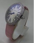 Cartier Baignoire Pink Leather Strap Watch