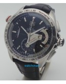 Tag Heuer Grand Carrera Calibre 36 Leather Strap Steel Black Swiss ETA 7750 Valjoux Movement Automatic Watch