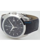 Tissot Couturier Chronograph Black Steel Leather Strap Watch