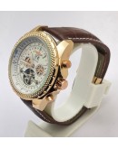 Breitling Bentley White Swiss Automatic Tourbillon Leather Strap Watch