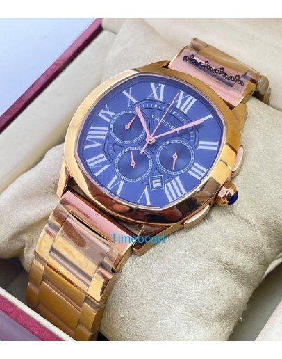 Cartier Drive De Cartier Choronograph Rose Gold Blue Watch