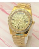 Rolex Day Date Diamond Gold Swiss Automatic Watch