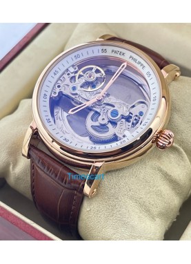 Patek Philippe Bridge Leather Strap Swiss Automatic Watch