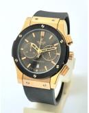 Hublot Classic Fusion Chronograph Rose Gold Black Rubber Strap Watch