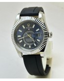 Rolex Sky Dweller Steel Black Rubber Strap Swiss ETA Automatic Watch