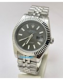 Rolex Date-Just Stick Mark Grey Steel Swiss Automatic Watch