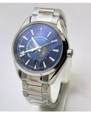 OMEGA SEAMASTER AQUA TERA WORLD TIME BLUE STEEL SWISS AUTOMATIC WATCH