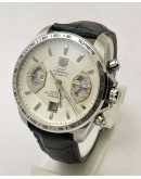 Tag Heuer Grand Carrera Calibre 17 Leather Strap White Swiss ETA 7750 Valjoux Movement Automatic Watch