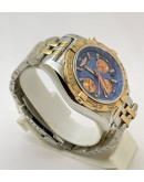 Breitling Chronometre Blue Dual Tone Swiss ETA Valjoux 7750 Automatic Watch