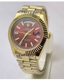 Rolex Day-Date Red Golden Swiss Automatic Watch