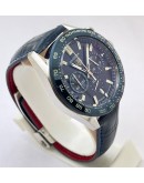 Tag Heuer Carrera Sport Chronograph Blue Leather Strap Watch