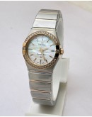 Omega Constellation Stick Mark Mother Of Pearl Diamond Bezel Ladies Watch