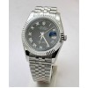 Rolex Date-Just Roman Mark Black Steel Swiss ETA Automatic 2836 Valjoux Movement Watch