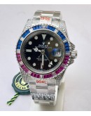 Rolex GMT Master ii Pepsi Ruby Sapphire Bezel Swiss ETA 3285 Valjoux Movement Watch