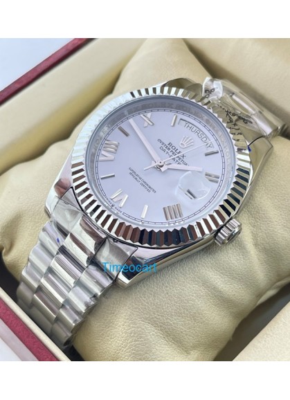 Rolex Day-Date Steel Roman Marking White Swiss Automatic Watch