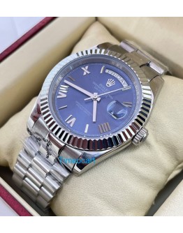 Rolex Day-Date Steel Roman Marking Blue Swiss Automatic Watch