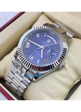 Rolex Day-Date Steel Roman Marking Blue Swiss Automatic Watch
