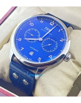 I W C Portuguese Power Reserve Blue Leather Strap Swiss Automatic Watch