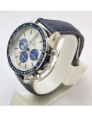 Omega Eyes On Star Silver Snoopy Award 50th Anniversary Leather Strap Watch - A