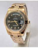 Rolex Day-Date Black Rose Gold Swiss ETA Automatic 2836 Valjoux Movement Watch