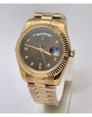 Rolex Day-Date Brown Rose Gold Swiss ETA Automatic 2836 Valjoux Movement Watch