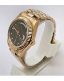 Rolex Day-Date Brown Rose Gold Swiss ETA Automatic 2836 Valjoux Movement Watch