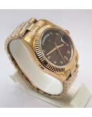 Rolex Day-Date Brown Rose Gold Swiss ETA Automatic 2836 Valjoux Movement Watch