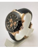 Rolex Daytona Black Dail Leather Strap Swiss Automatic Watch