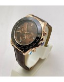 Rolex Daytona Brown Dial Leather Strap Swiss Automatic Watch