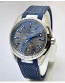 OMEGA SEAMASTER AQUA TERRA GREY BLUE RUBBER STRAP LIMITED EDITION SWISS AUTOMATIC WATCH