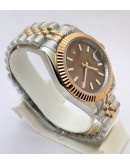 Rolex Date-Just Brown Dial Stick Marker Dual Tone Swiss Automatic Watch