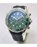 Omega Seamaster 300 Diver Green Chronograph Rubber Strap Watch