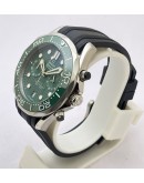 Omega Seamaster 300 Diver Green Chronograph Rubber Strap Watch