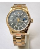 Rolex Sky Dweller Brown Rose Gold Swiss ETA Automatic 7750 Valjoux Movement Watch