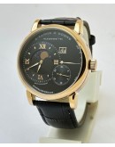 A. Lange & Shone Grand Lange 1 Moon Phase Rose Gold Black Swiss Automatic Watch