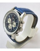 Breitling Navitimer Chrono Blue Leather Strap Watch