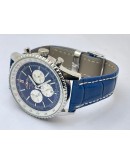 Breitling Navitimer Chrono Blue Leather Strap Watch
