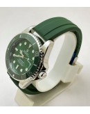 Rolex Submariner Green Rubber Strap Swiss Automatic Watch