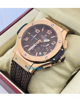 Hublot Big Bang Rose Gold Brown Rubber Strap Watch