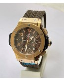 Hublot Big Bang Rose Gold Brown Rubber Strap Watch