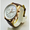 Breitling Navitimer Chrono White Rose Gold Leather Strap Watch