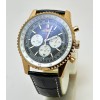 Breitling Navitimer Rose Gold Black Leather Strap Watch