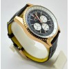 Breitling Navitimer Rose Gold Black Leather Strap Watch