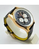 Breitling Navitimer Rose Gold Black Leather Strap Watch