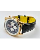 Breitling Navitimer Rose Gold Black Leather Strap Watch