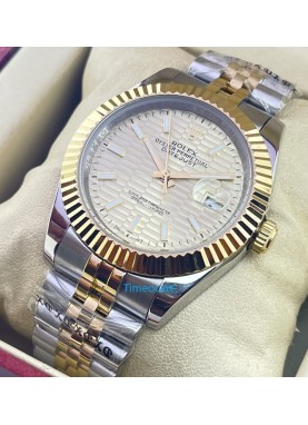 Rolex Date-Just Golden Fluted Motif Swiss Automatic Watch