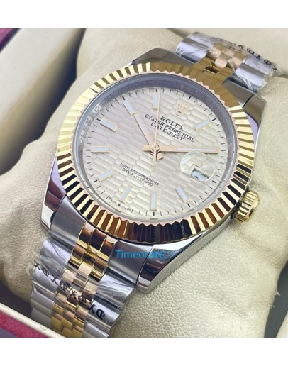 Rolex Date-Just Golden Fluted Motif Swiss Automatic Watch