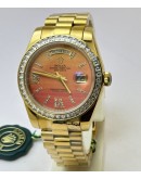 Rolex Day-Date Carnelian Gold Swiss Automatic Watch