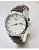 Longines Master Collection White Steel Diamond Mark Leather Strap Swiss Automatic Watch