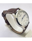 Longines Master Collection White Steel Diamond Mark Leather Strap Swiss Automatic Watch
